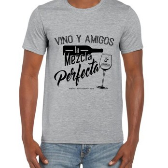 Camiseta "Vino y amigos, la mezcla perfecta"