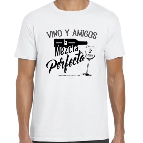 Camiseta "Vino y amigos, la mezcla perfecta"