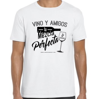 Camiseta "Vino y amigos, la mezcla perfecta"