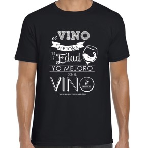 Camiseta "El vino mejora con la edad, yo mejoro con el vino"