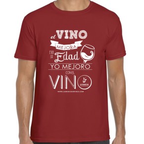 Camiseta "El vino mejora con la edad, yo mejoro con el vino"